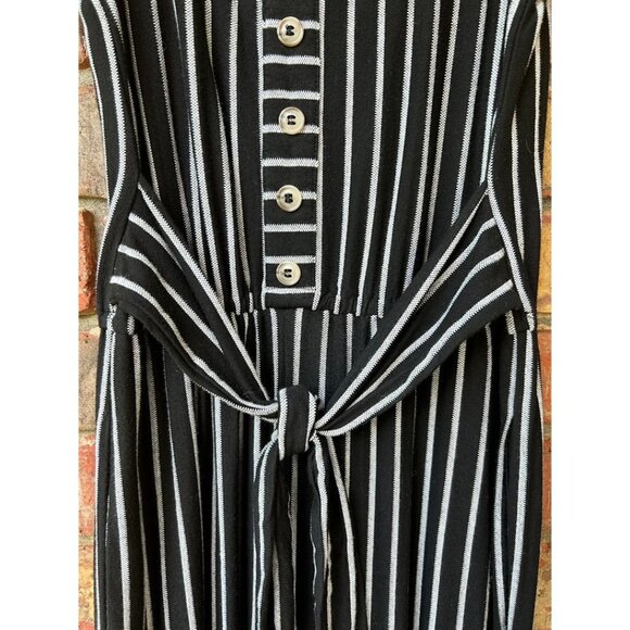 Jolt Black & White Striped Jumpsuit With Button Detail & Tie Waist - Picture 2 of 9